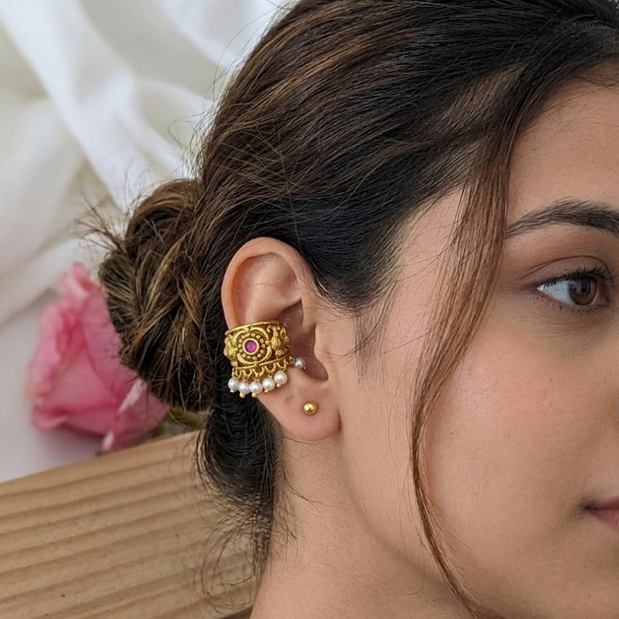 Ruby stone studded Ear cuff