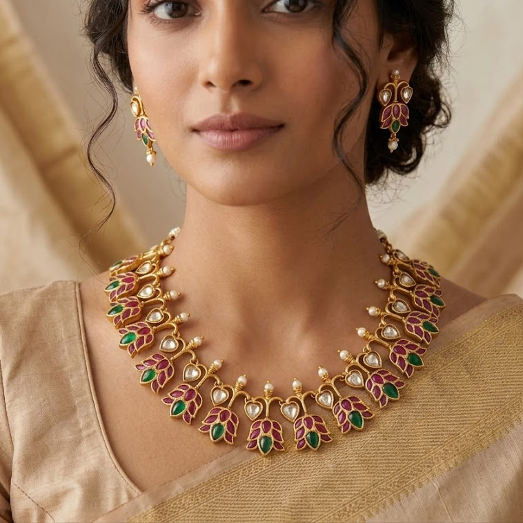 Stunning kemp lotus design necklace