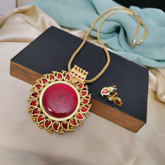 Pendant Chain - microplated mango kerala pendant chain - Red