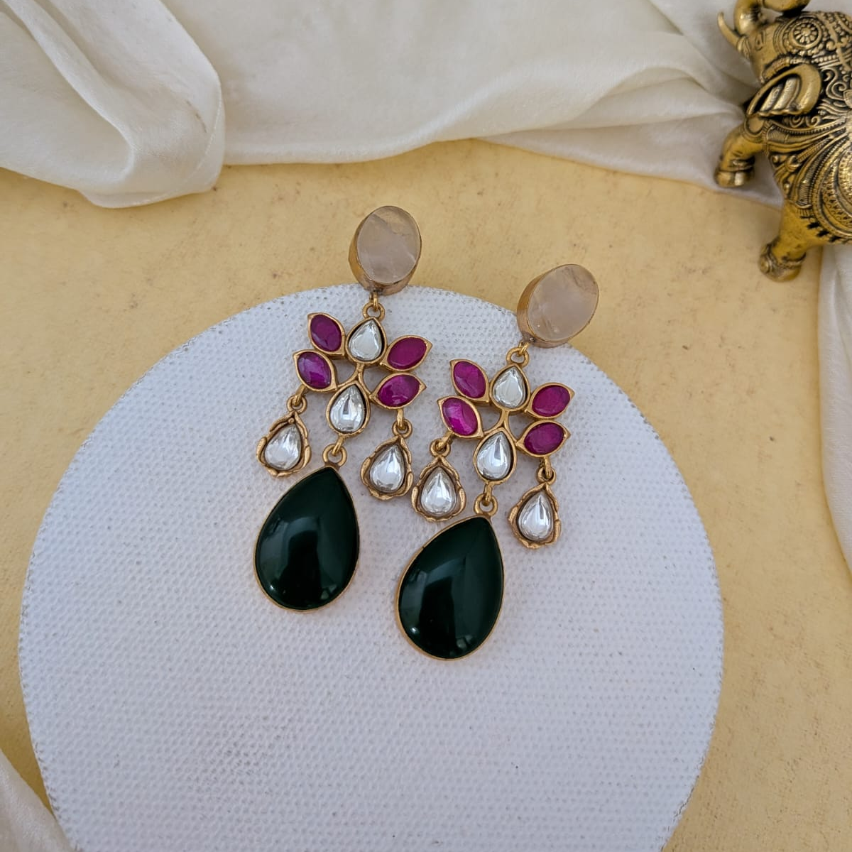2 Layer pearl with Jadau kundan Fusion pendant necklace