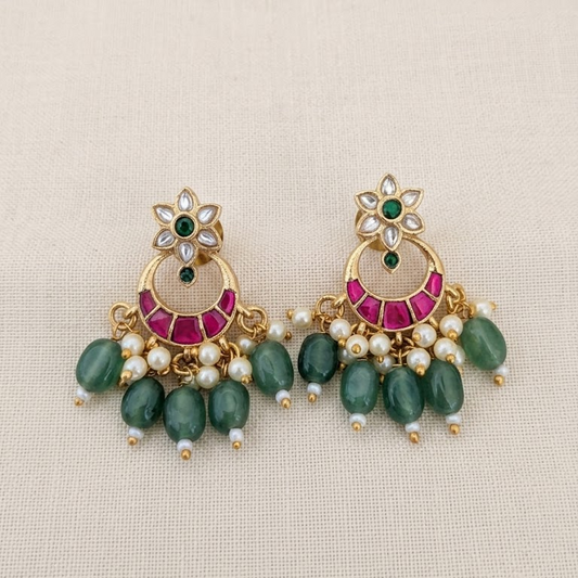 Flower bali jadau earring
