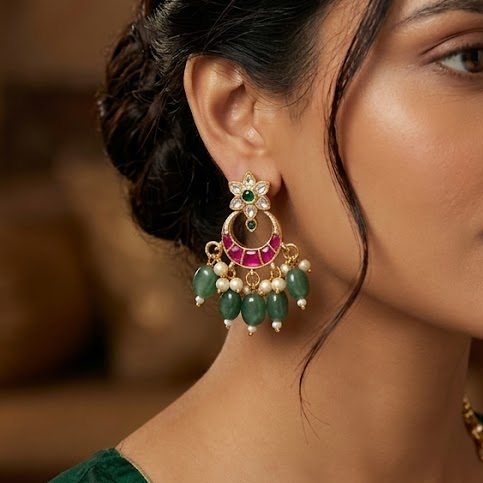 Flower bali jadau earring