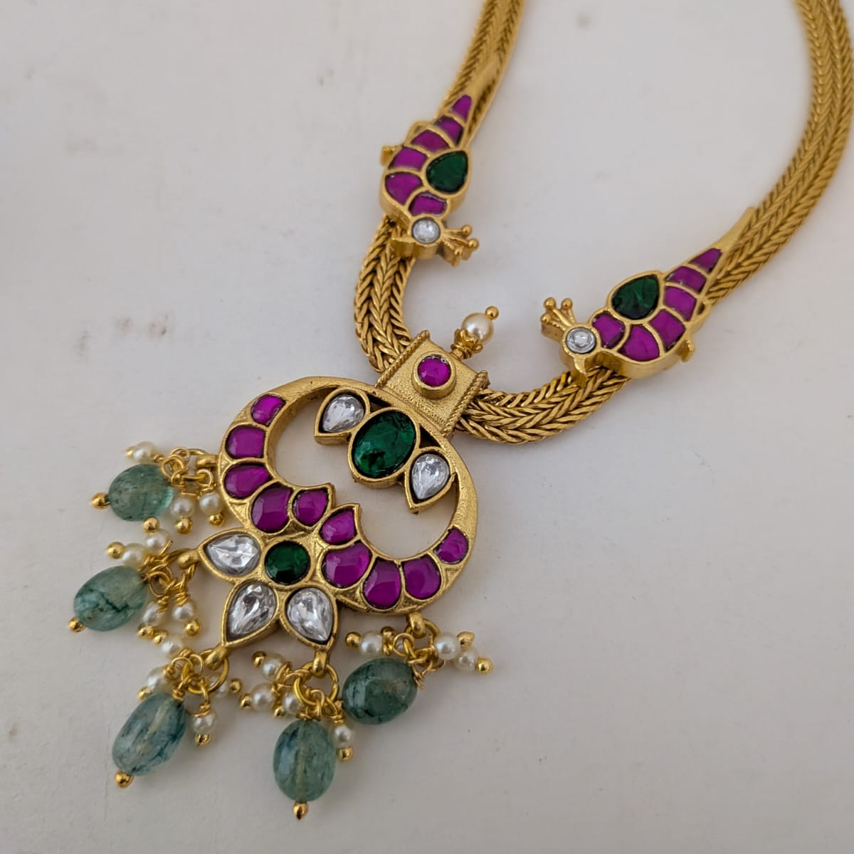 Jadau kundan floral adigai necklace