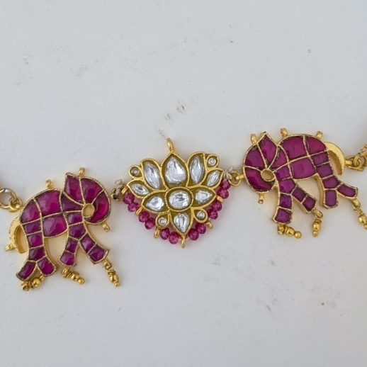 Jadau kundan ruby with white elephant choker