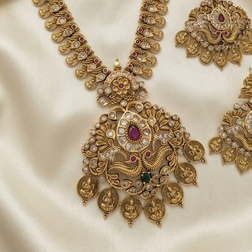 Lakshmi coin mid length necklace set