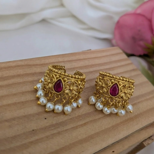 Ruby stone studded Ear cuff