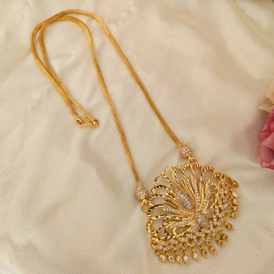 Pendant Chain - Impon lotus white stone chain
