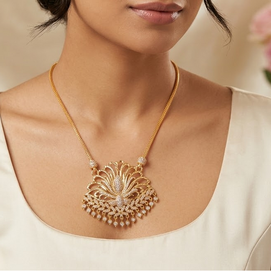 Pendant Chain - Impon lotus white stone chain