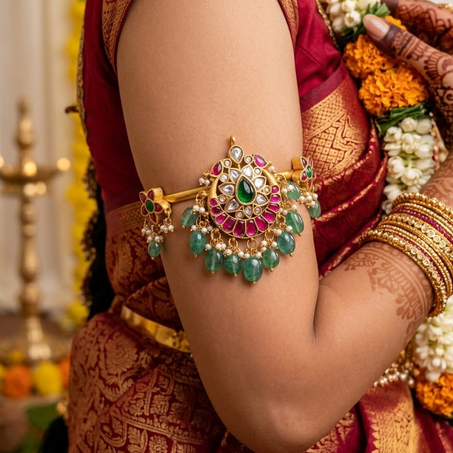 Jadau kundan floral armlet/Vanki/Bajuband
