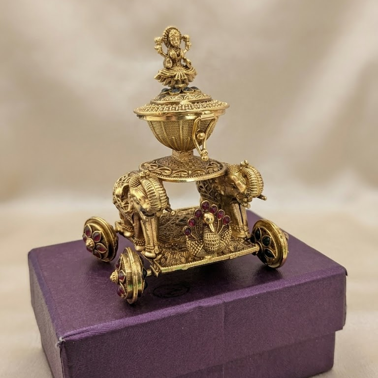 Twin elephant Rath Sindoor Box/ Kumkum with Lakshmi