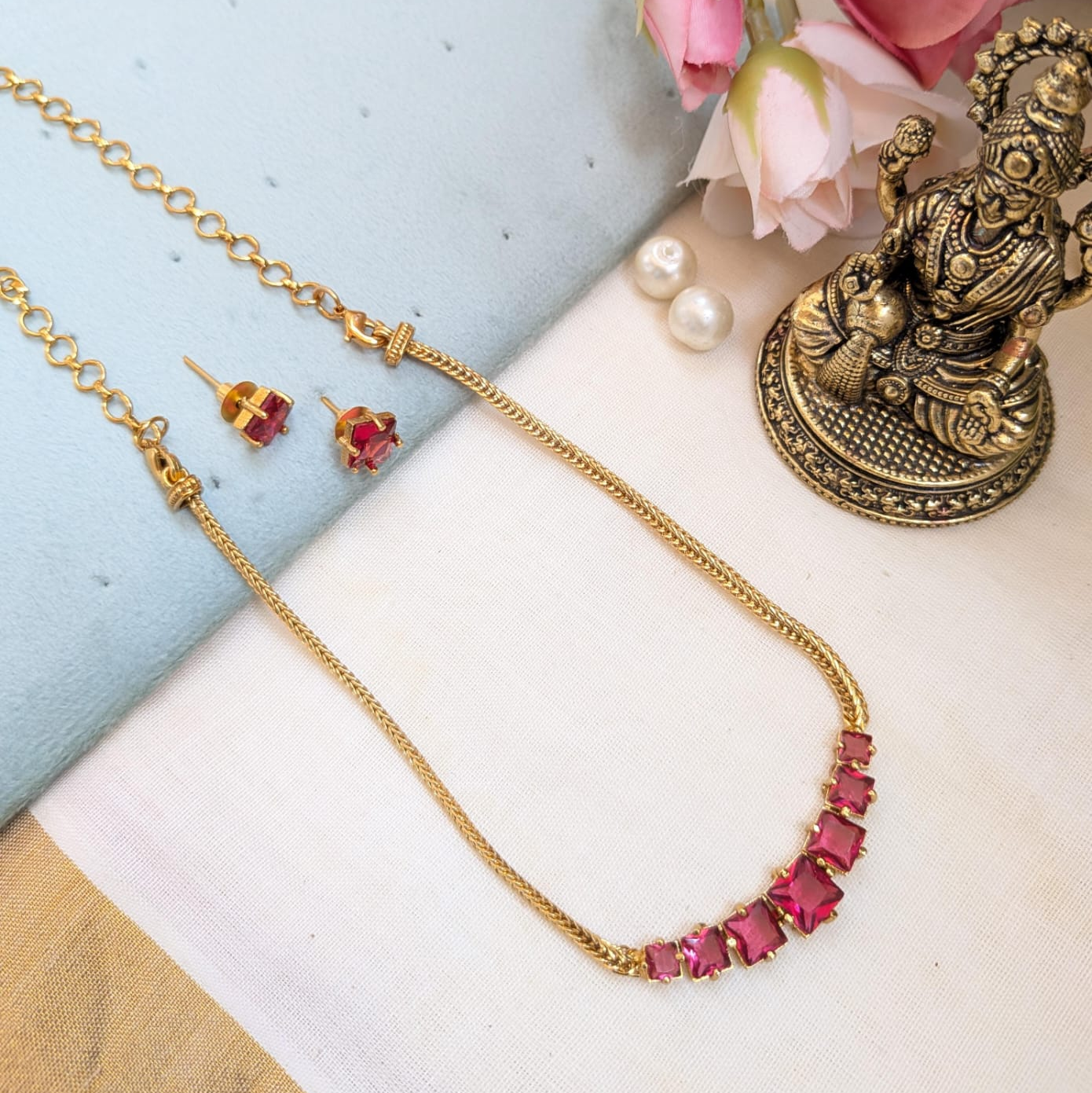 3 Colors - Sleek minimalistic AD stone necklace