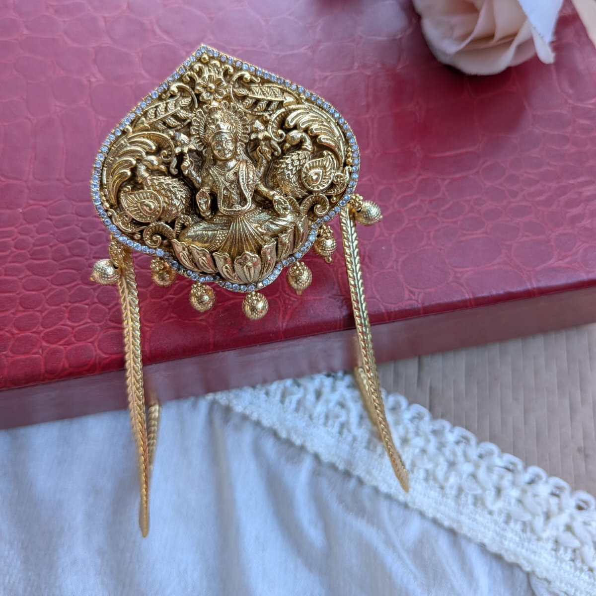 Lakshmi design white stone armlet BajuBand/ Vanki