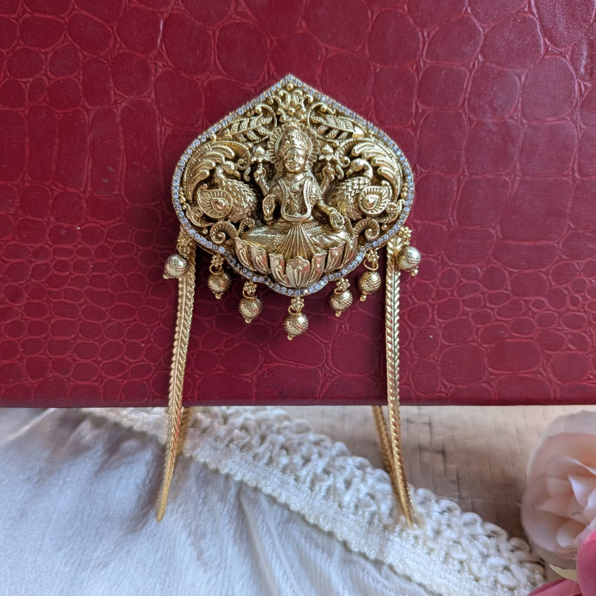 Lakshmi design white stone armlet BajuBand/ Vanki