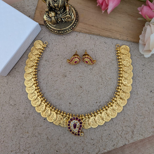 Lakshmi coin mango kemp pendant necklace
