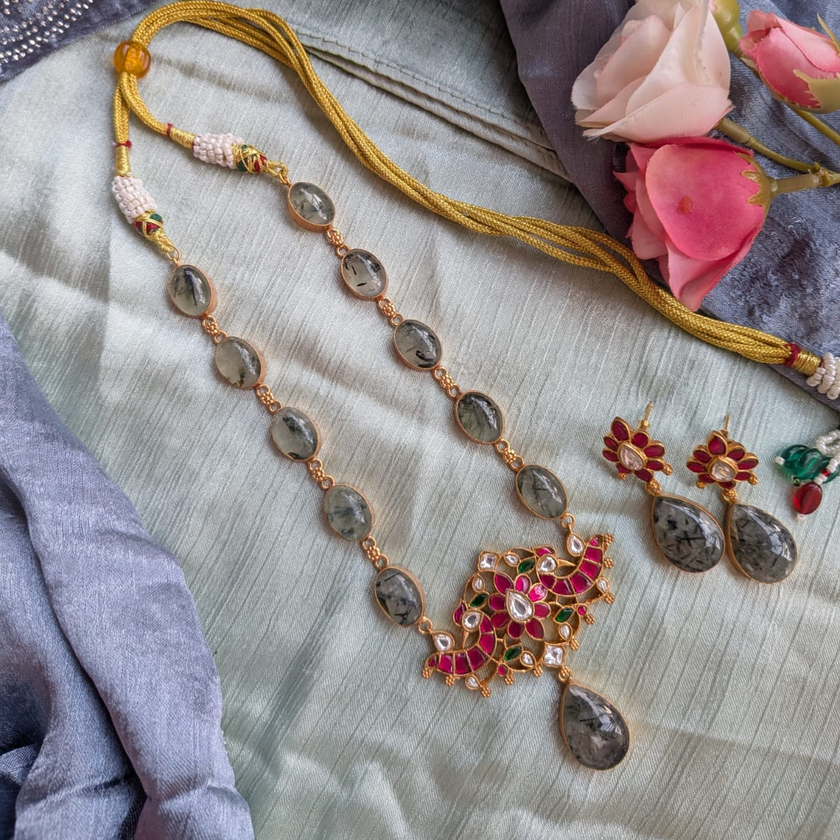 Bold and beautiful Jadau kundan exclusive stone necklace set