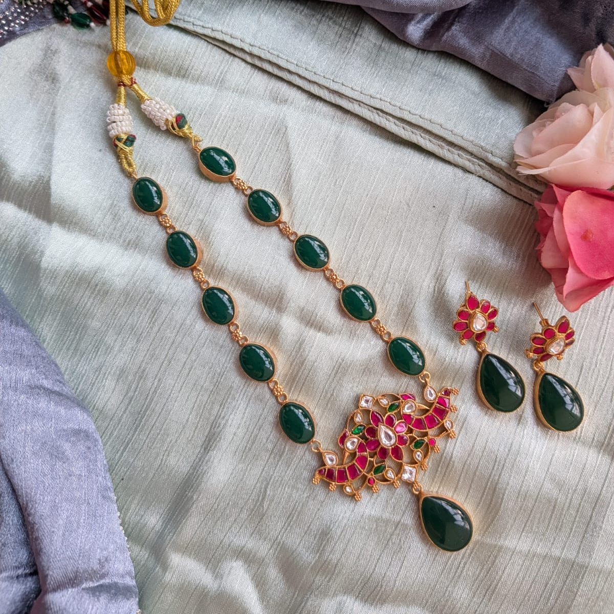 Bold and beautiful Jadau kundan exclusive stone necklace set