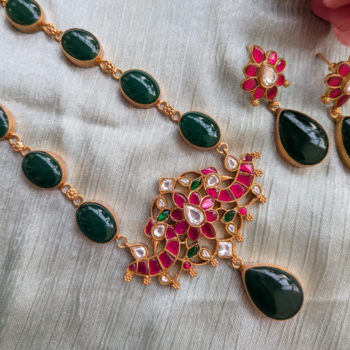 Bold and beautiful Jadau kundan exclusive stone necklace set
