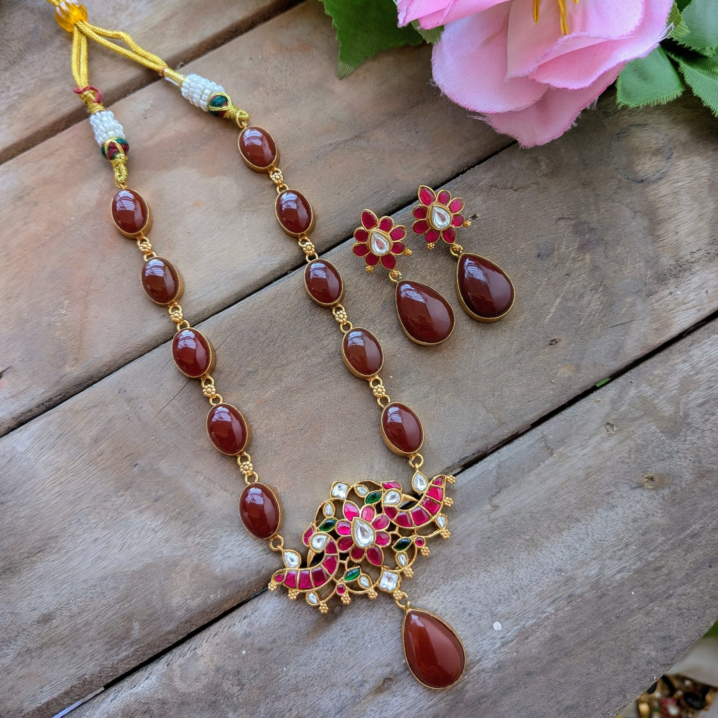 Bold and beautiful Jadau kundan exclusive stone necklace set