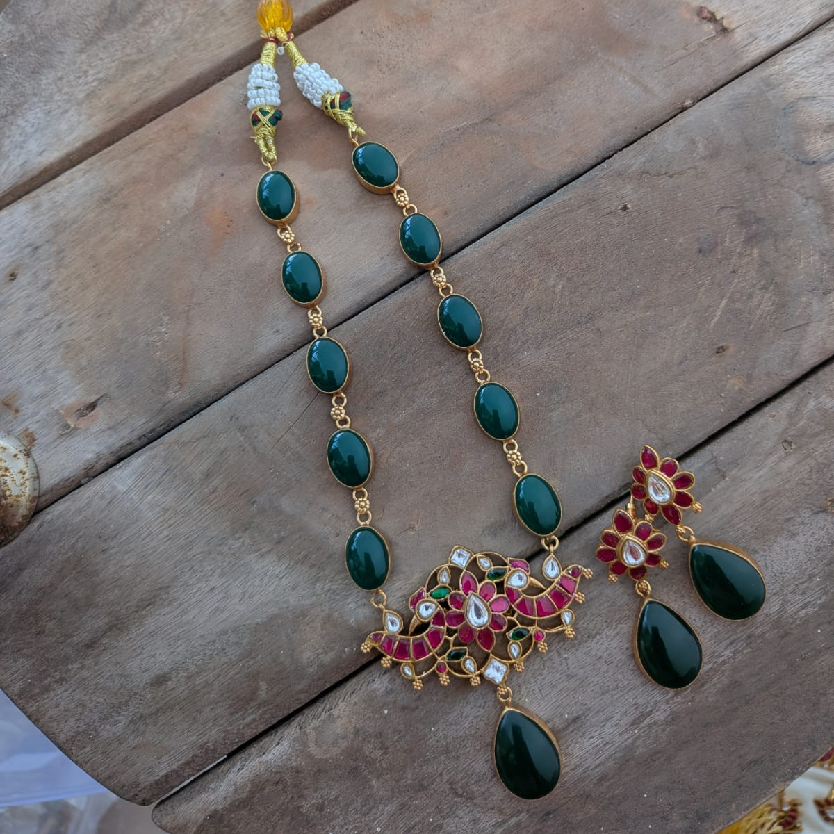 Bold and beautiful Jadau kundan exclusive stone necklace set