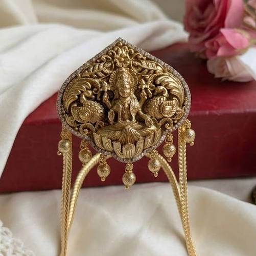 Lakshmi design white stone armlet BajuBand/ Vanki