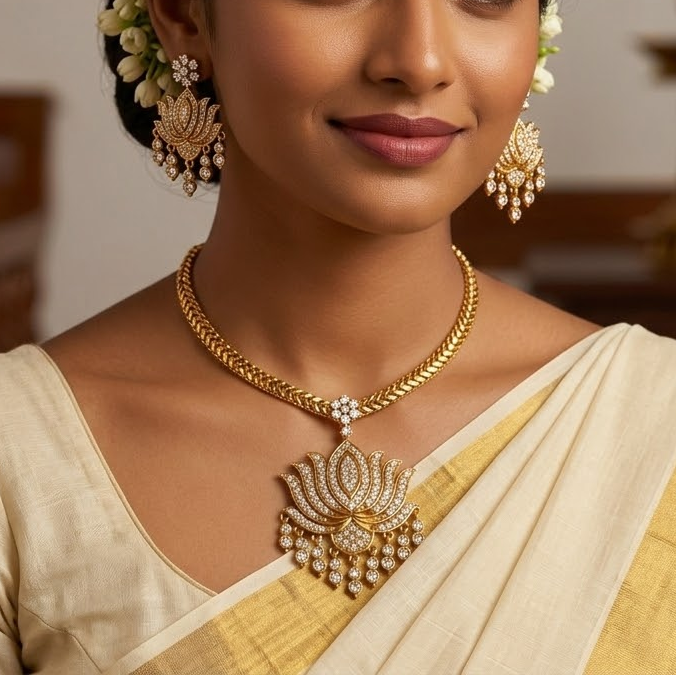 Adigai Type - Lotus white stone choker