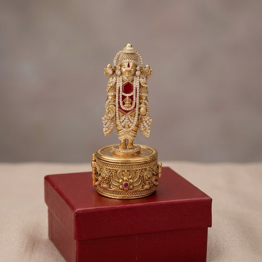 Lord Venkateswara Kumkum  SIndoor box - Green