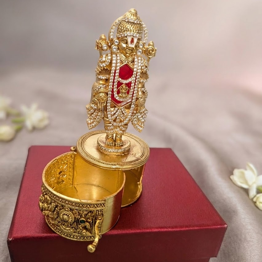 Lord Venkateswara Kumkum  SIndoor box - Green