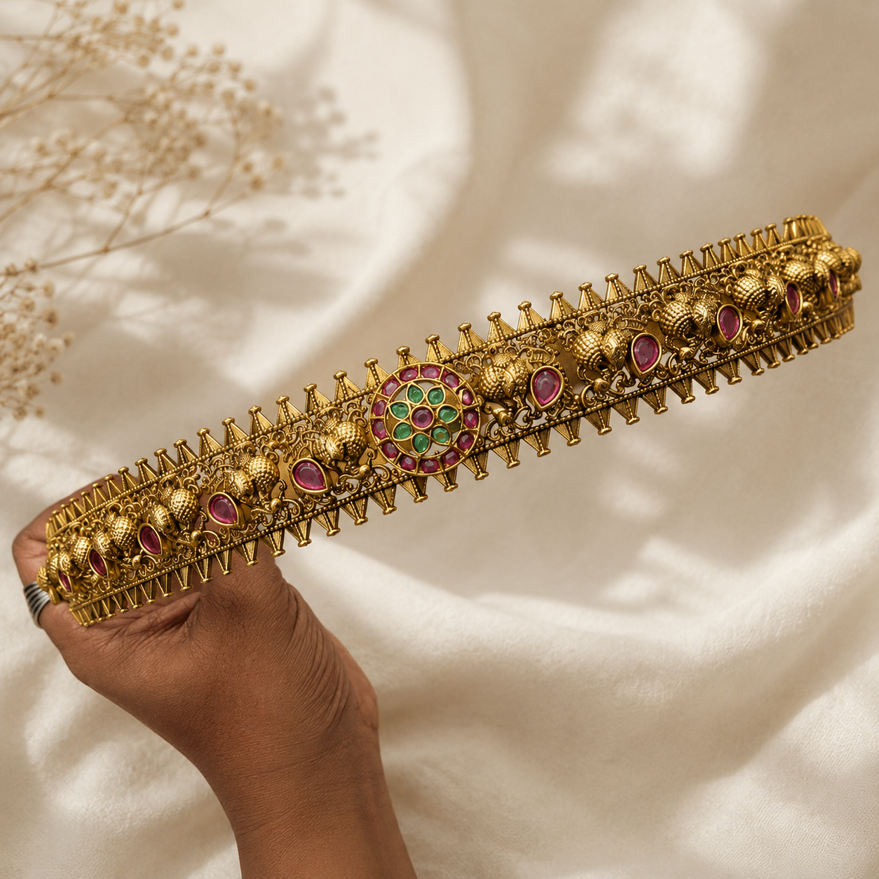 Peacock design kemp bridal hip belt