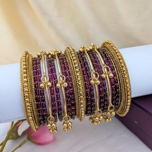 Raindrop purple with kundan bridal bangle