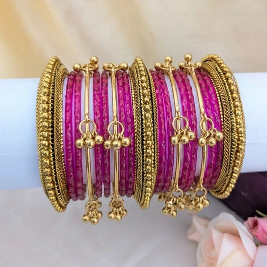 Kundan  with glass ruby bridal bangle