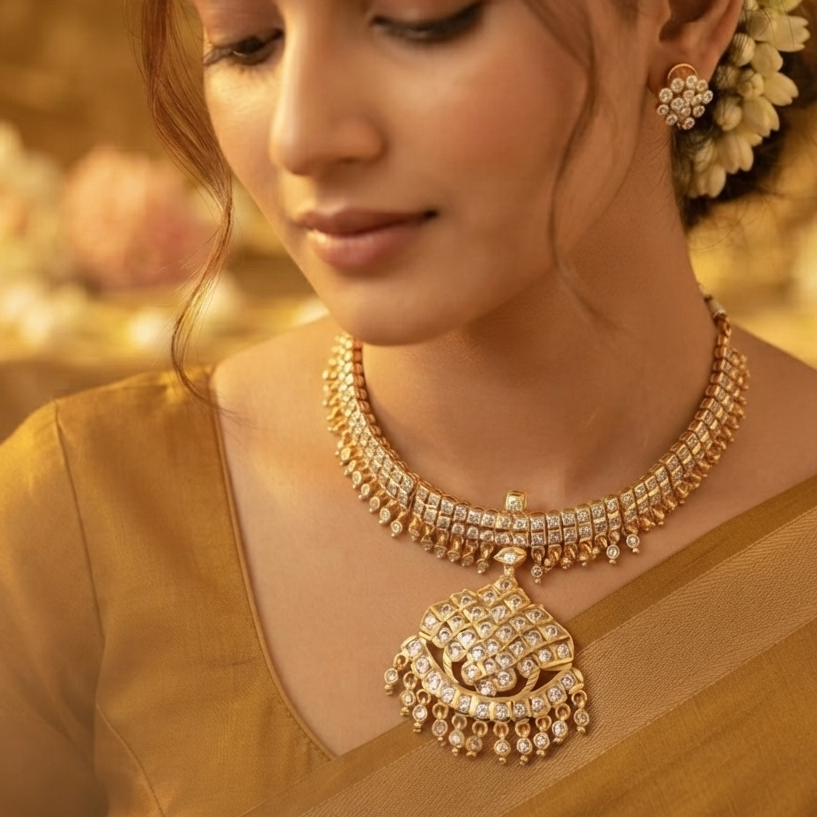 Impon adigai double layer white stone