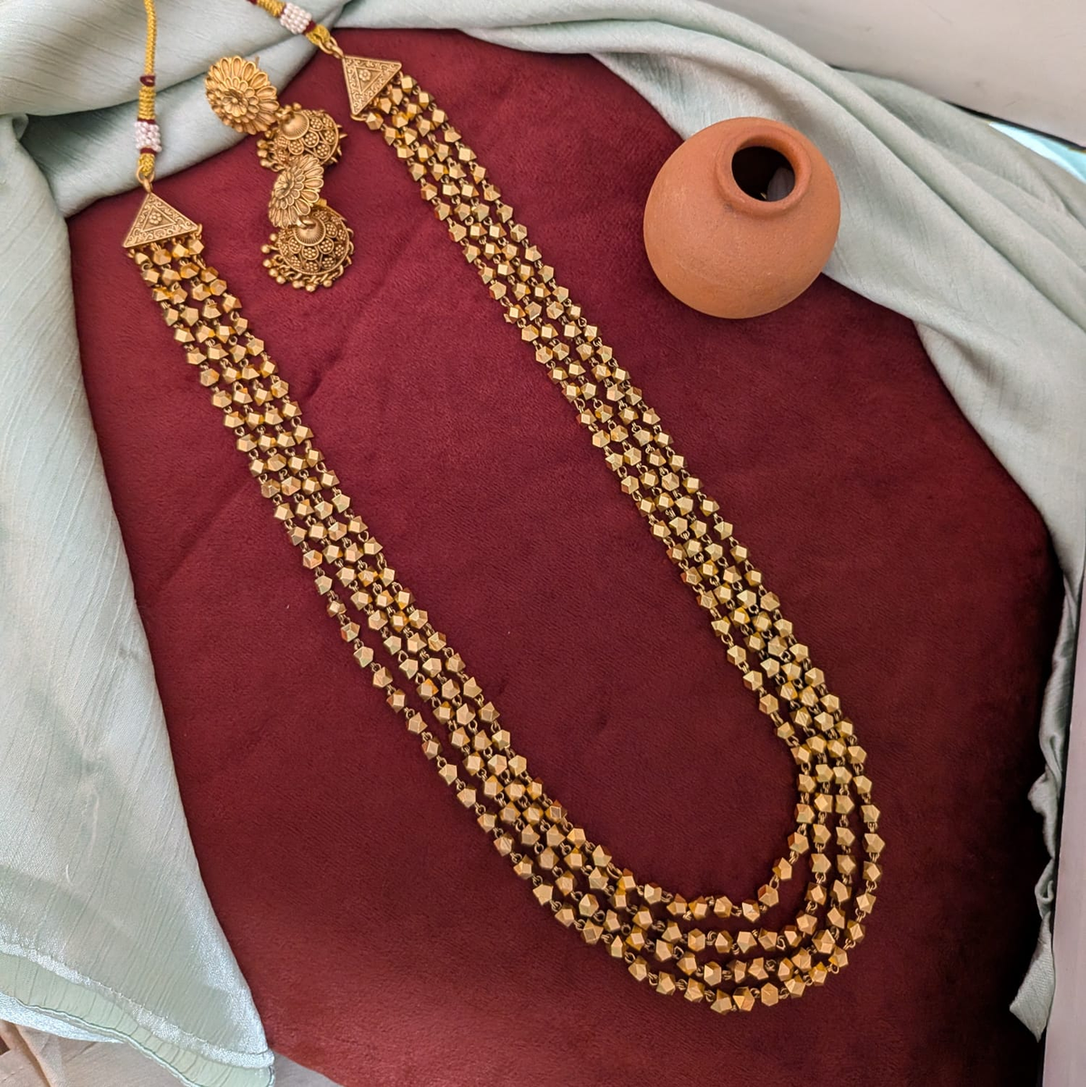 4  layer gold beaded Ashtapailu necklace