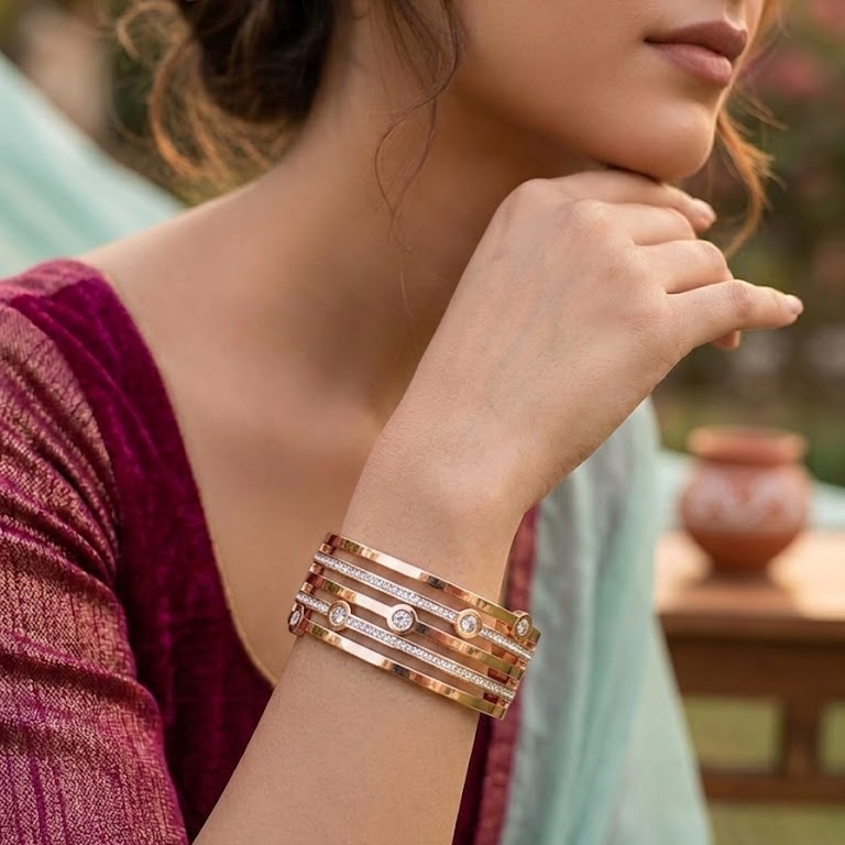 Rose Golden Kada bangle Open type