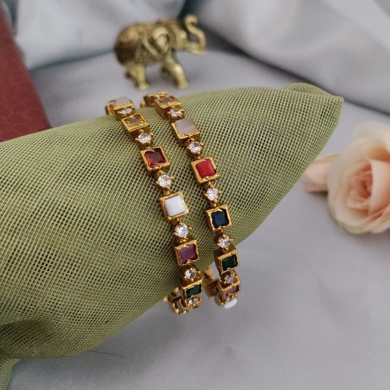 Navratna bangle set - 2 pc