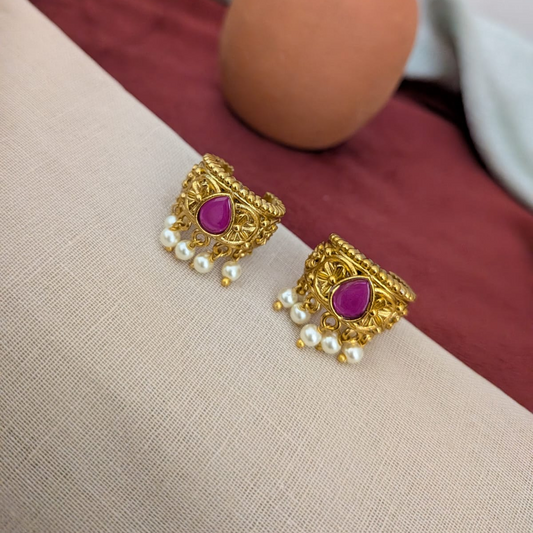 Ruby stone studded Ear cuff