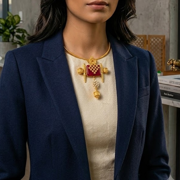 Contemporary hasli pendant set Coral
