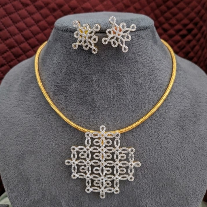 AD Kolam / Rangoli diamond look alike pendant set