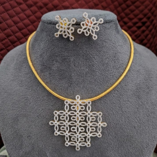 AD Kolam / Rangoli diamond look alike pendant set