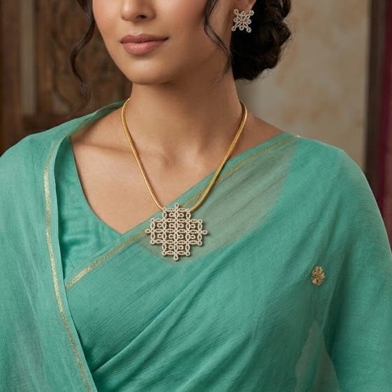 AD Kolam / Rangoli diamond look alike pendant set