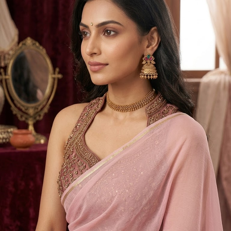 Jadau kundan half jumkha with green beads