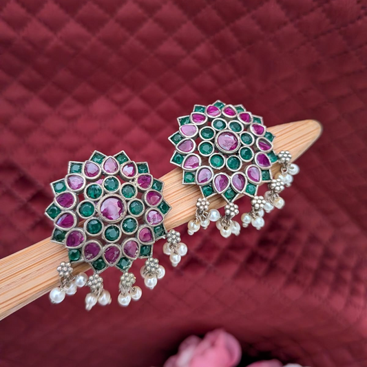 Chakra Stone Pearl Drop Stud