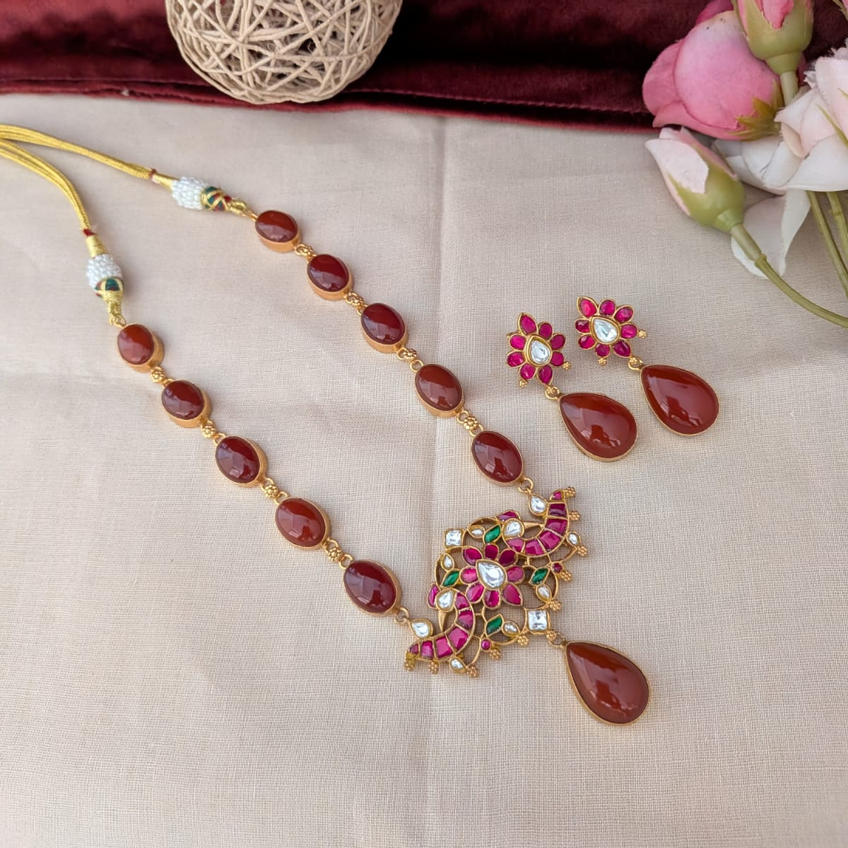 Bold and beautiful Jadau kundan exclusive stone necklace set