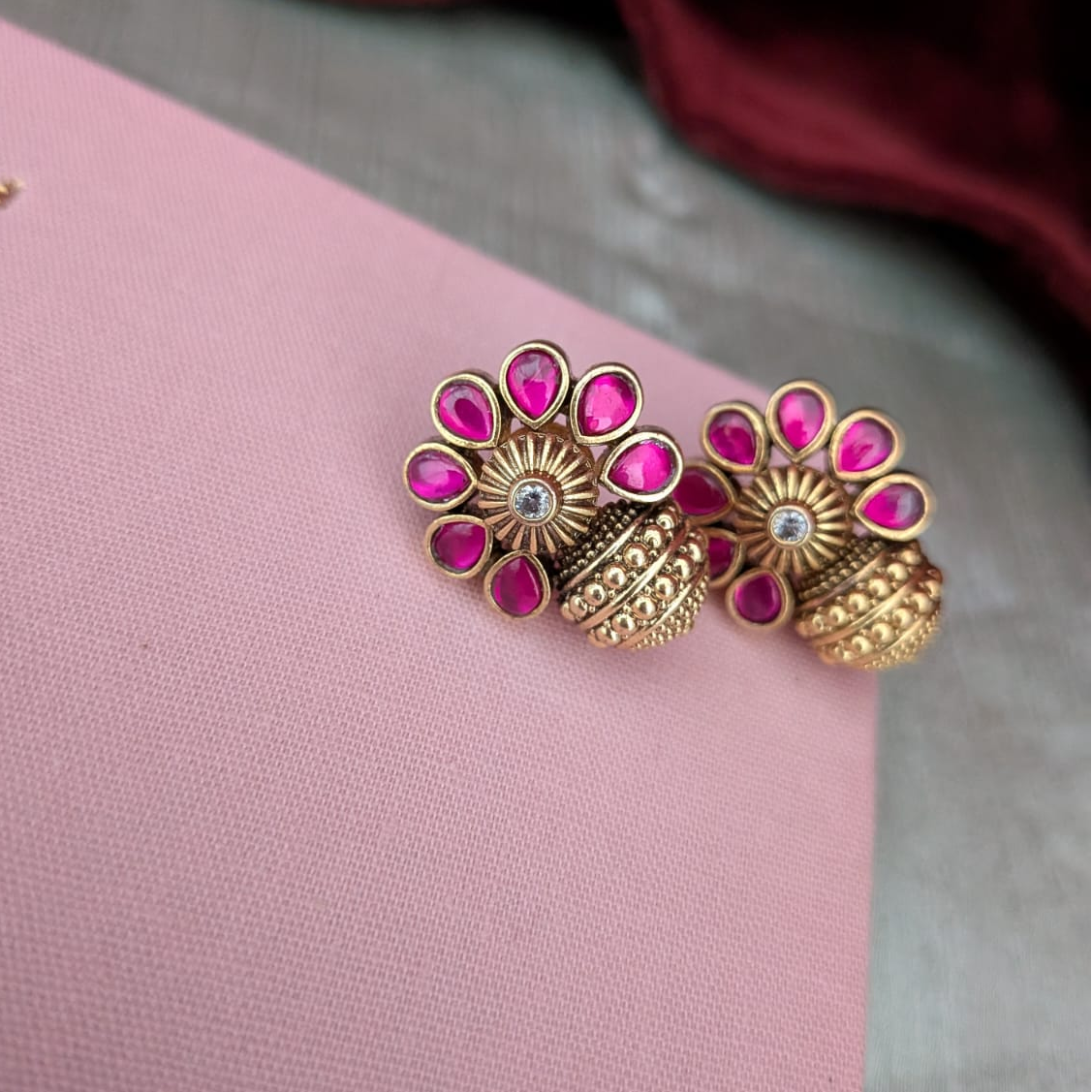 Floral jadau kundan earring