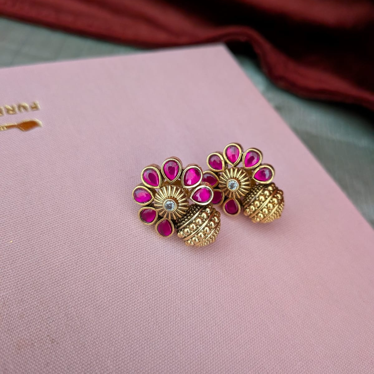 Floral jadau kundan earring