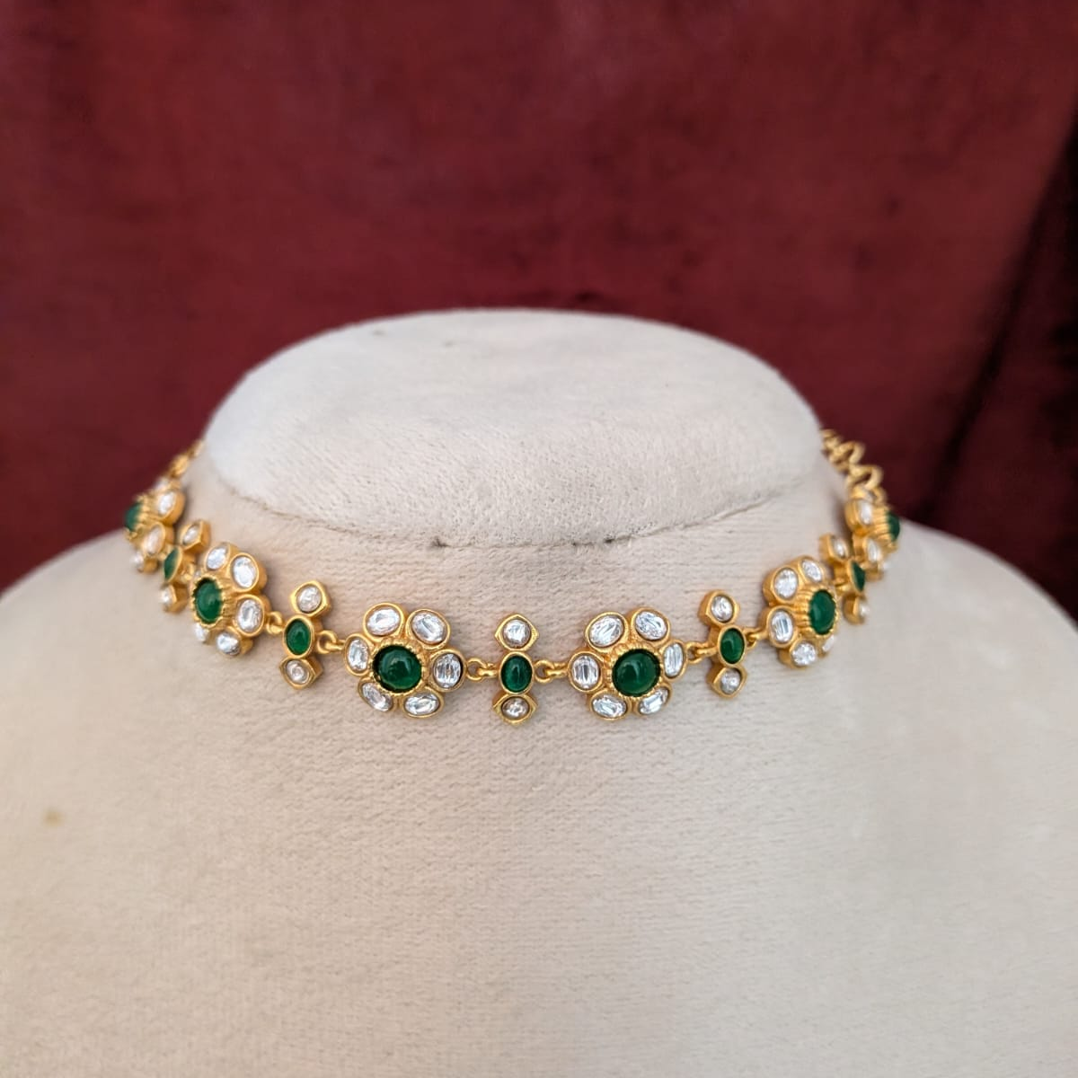 Semiprecious stone Fusion choker Emerald green