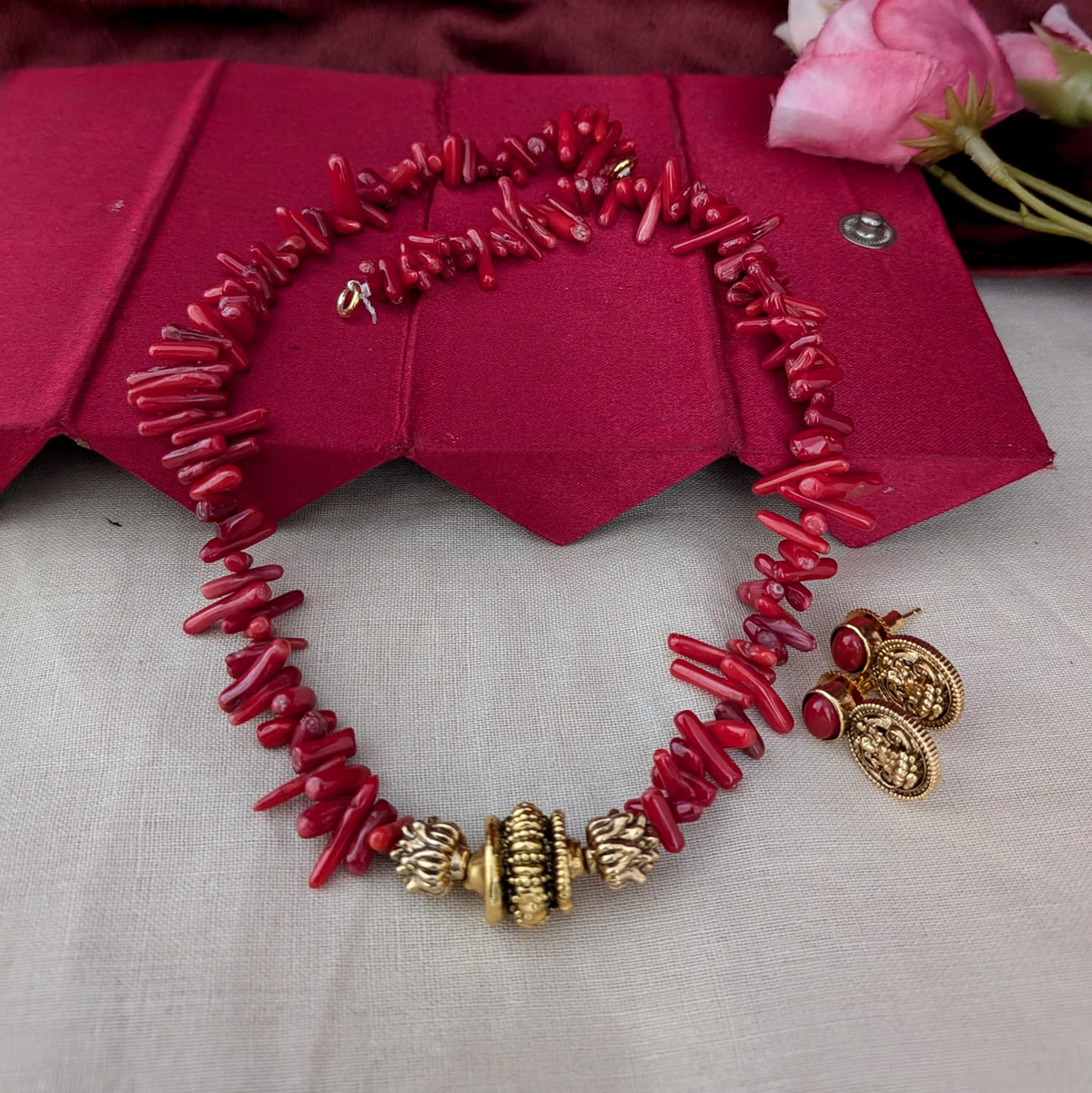 Coral beaded necklace
