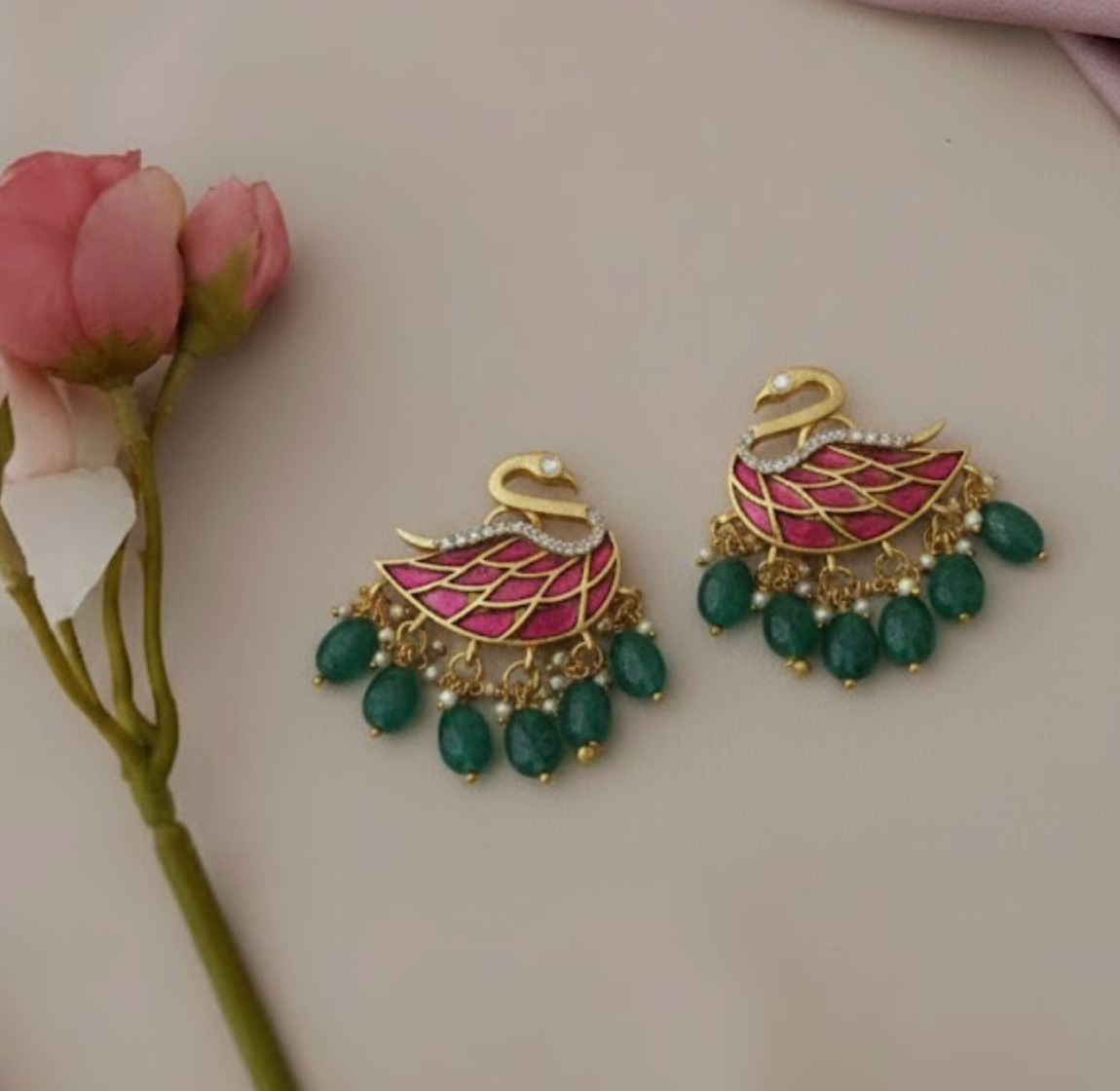Jadau Kundan Peacock Earrings