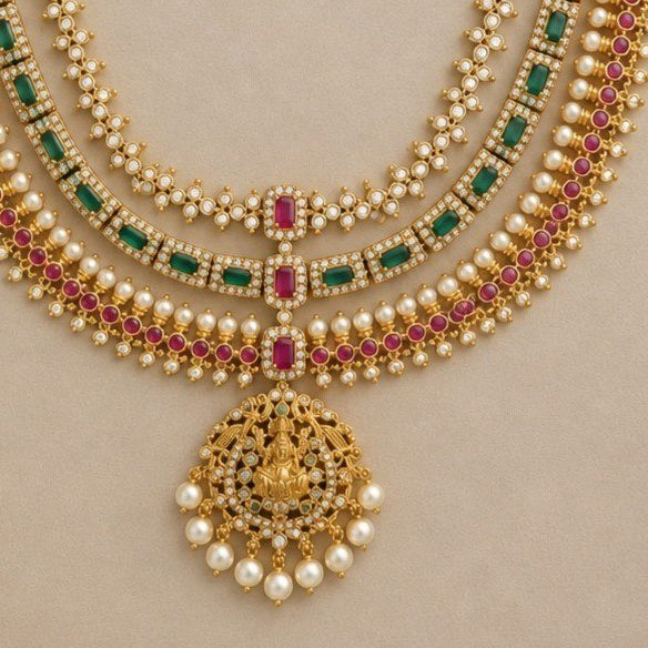 3 layered Kemp Bridal Necklace Set