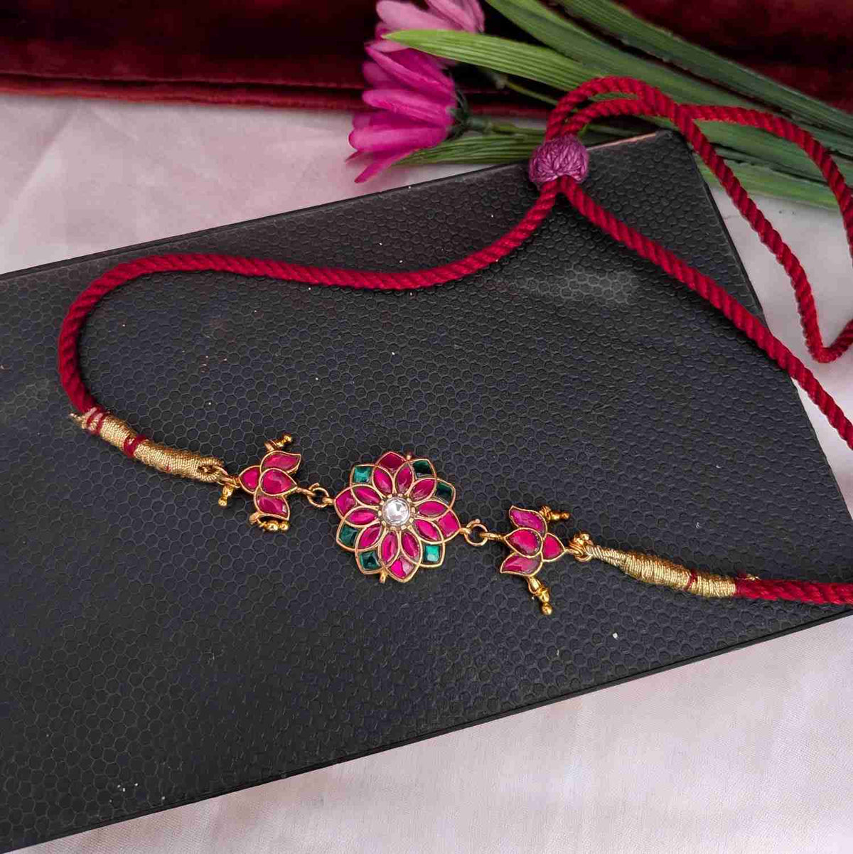 Jadau kundan Ruby floral choker
