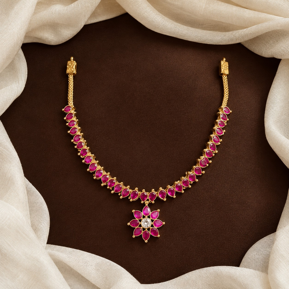 Jadau kundan Ruby floral choker